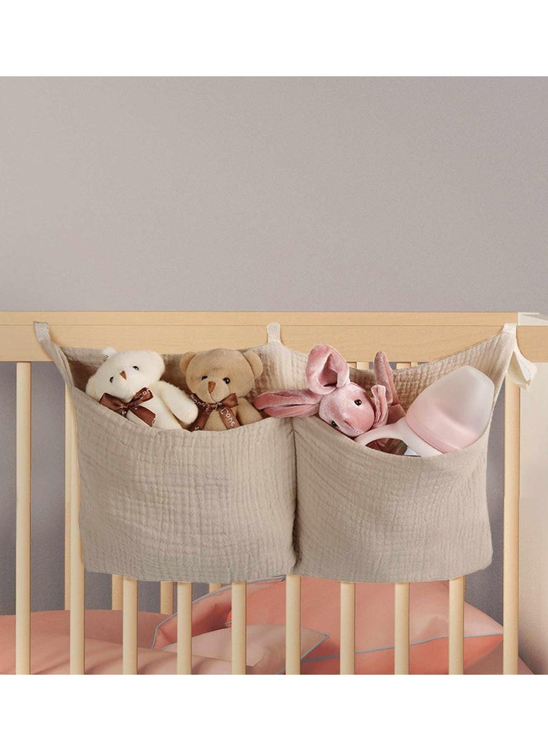Generic Diaper Caddy and Organizer for Changing Table and Crib Multi-Functional Hanging Diaper Stacker Nursery Organizer for Cribs Diaper Holder Baby Crib Hanging Storage and Accessories(Khaki, 8"x15")  - Image 1