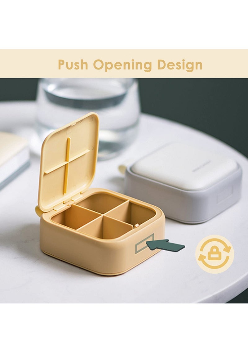 SYOSI Small Pill Case Cute Pill Box  Travel Daily Pill Organizer Portable Pretty Pill Container for Purse Pocket Compact Medicine Holder for Fish Oils Supplements Yellow  - Image 4