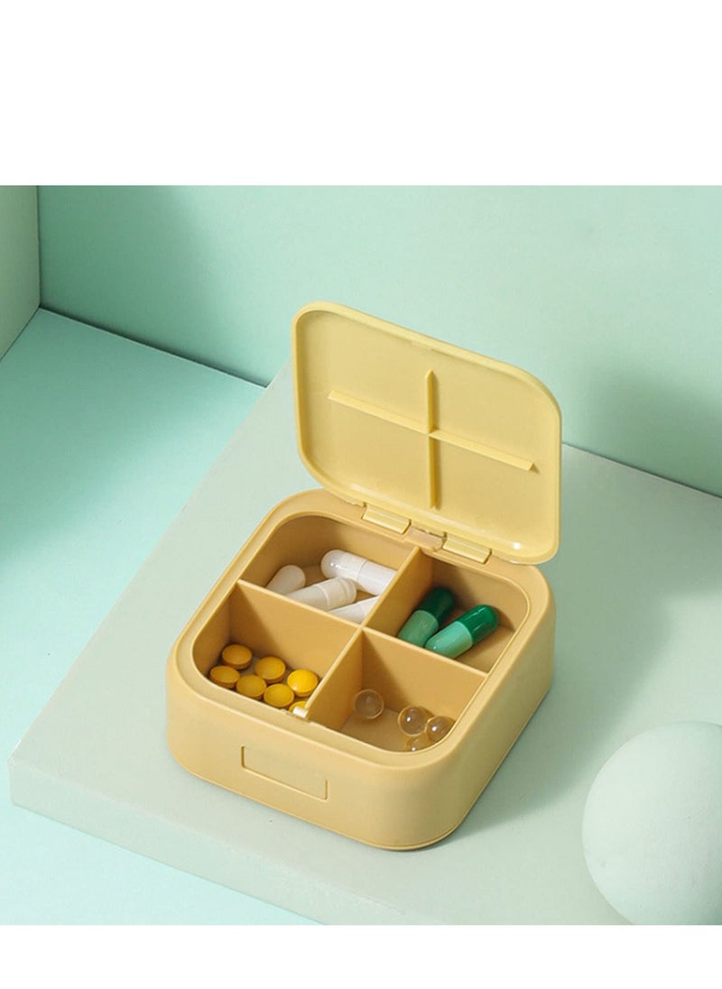 SYOSI Small Pill Case Cute Pill Box  Travel Daily Pill Organizer Portable Pretty Pill Container for Purse Pocket Compact Medicine Holder for Fish Oils Supplements Yellow  - Image 5
