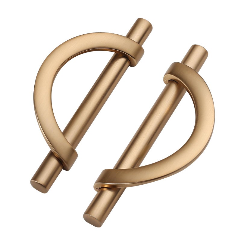 9BUILD 10 Pack 375 Inch Champagne Bronze Kitchen Cabinet Handles Half Moon Cabinet Pulls Kitchen Handles for Cabinets Cabinet Hardware Champagne Drawer Pulls Dresser Handle - Image 2