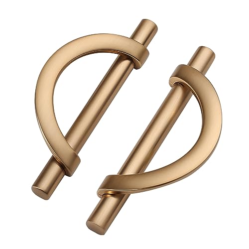 9BUILD 10 Pack 375 Inch Champagne Bronze Kitchen Cabinet Handles Half Moon Cabinet Pulls Kitchen Handles for Cabinets Cabinet Hardware Champagne Drawer Pulls Dresser Handle - Image 1