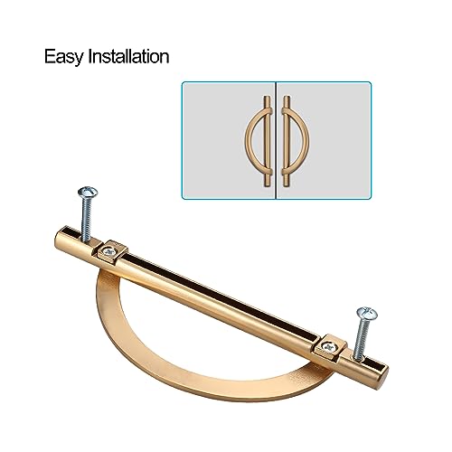 9BUILD 10 Pack 375 Inch Champagne Bronze Kitchen Cabinet Handles Half Moon Cabinet Pulls Kitchen Handles for Cabinets Cabinet Hardware Champagne Drawer Pulls Dresser Handle - Image 3