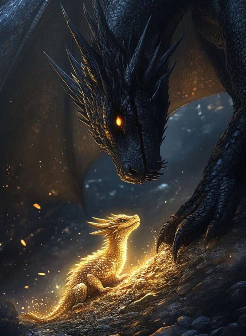 AIBOERL Dragon Diamond Art Kits for AdultsDragon 5D Diamond Painting Kits for Adults BeginnersDIY Full Round Drill Diamond Dot Painting Gem Art Kits for AdultHome Wall Decor 12x16Inch - Image 3