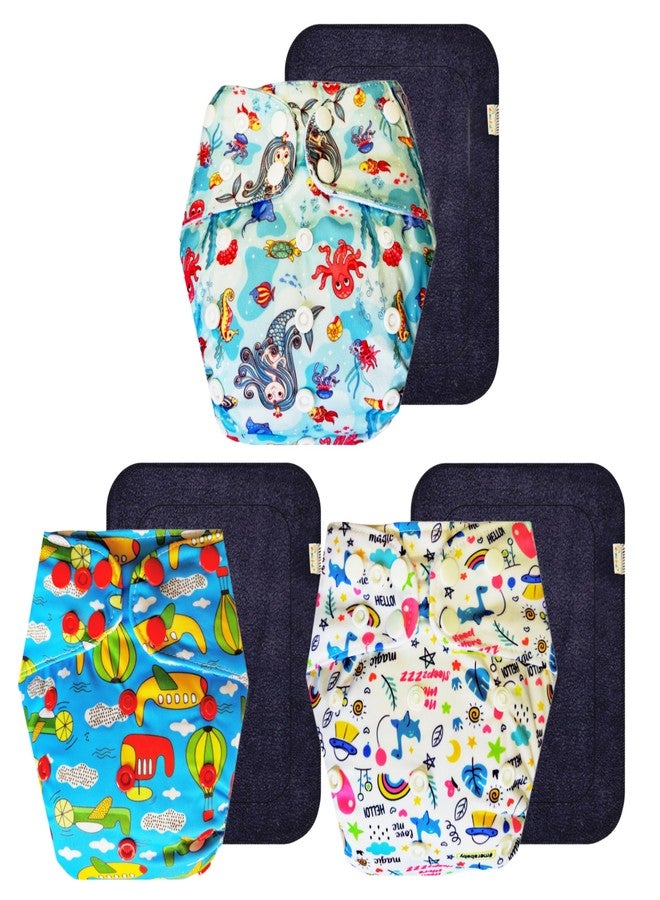Dumbledo Premium Cloth Diaper with Black Insert (Pack of 3) | Dry Feel and Comfortable | Reusable & Washable | Adjustable Snaps | Ideal for Toddlers | 3 Months - 3 Years | Unisex Baby - Image 1