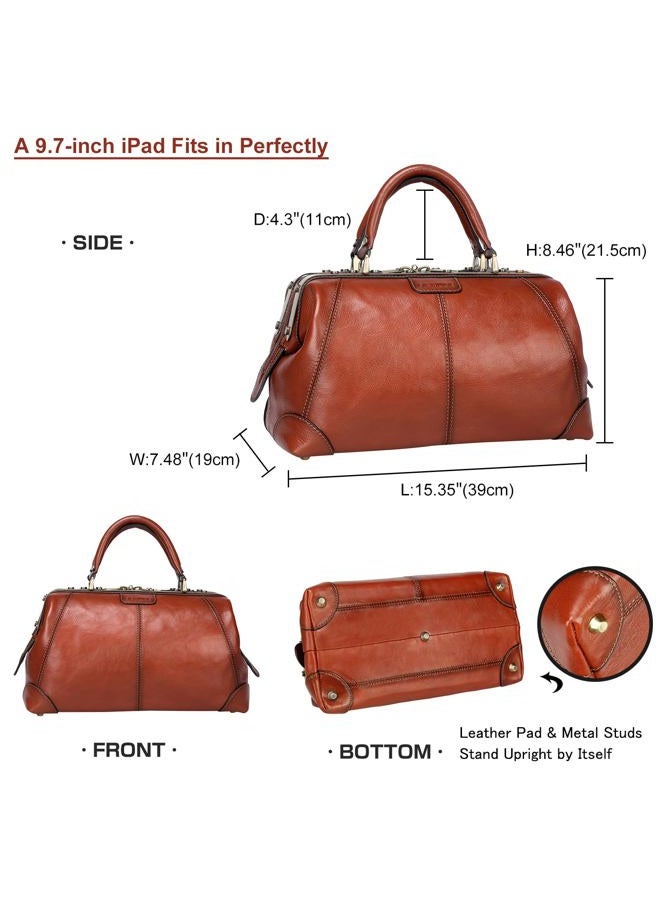Banuce VIntage Full Grain Italian Leather Doctor Bag Purses and Handbags for Women Satchel Bag - Image 5
