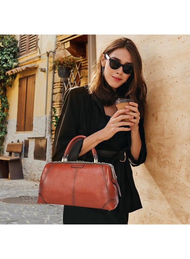 Banuce VIntage Full Grain Italian Leather Doctor Bag Purses and Handbags for Women Satchel Bag - Image 3