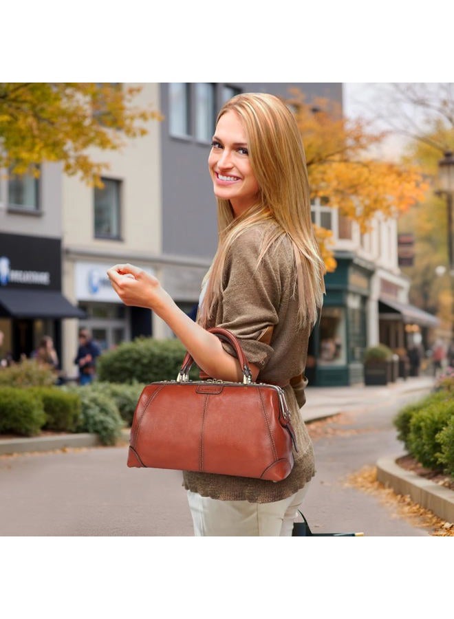 Banuce VIntage Full Grain Italian Leather Doctor Bag Purses and Handbags for Women Satchel Bag - Image 2