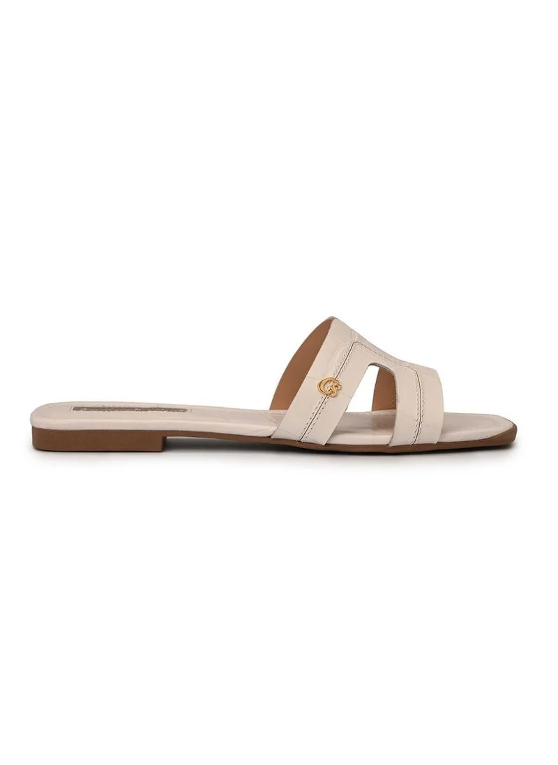 Carmen Steffens White Bianco Flat Sandals with H Straps