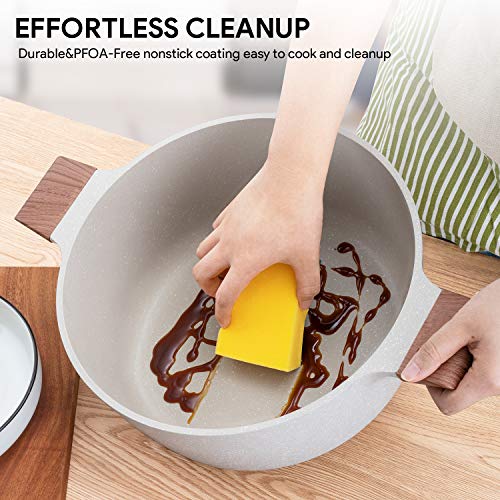 ITSMILLERS Nonstick Die Casting Stock Pot,6Qt Elegant Aluminum Ceramic Casserole with Lid, Induction Bottom - Image 4