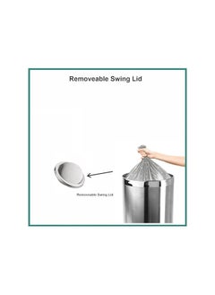 VINSTAR 30 Ltr Stainless Steel Round Swing Top Lid Trash Bin WITH Removable lid Round Shape Silver Color (10” x 24”)  - Image 4