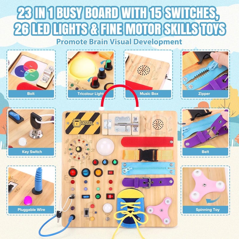 Grarain Varied global sizing picks Busy Board Montessori Toys for 1-3 Year Old Sensory Toys Educational Toddler Toys Baby Toys for 1-2 Years Kids Learning Playtime Busy Board V3 Storage transit efficiency build - Image 2