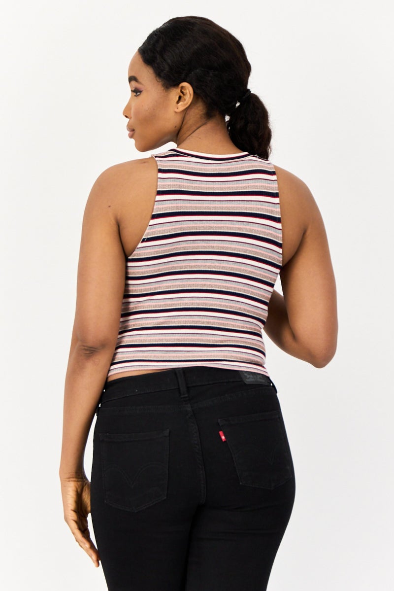 ONLY Women Crew Neck Sleeveless Stripe Tank Top, Multicolor - Image 4