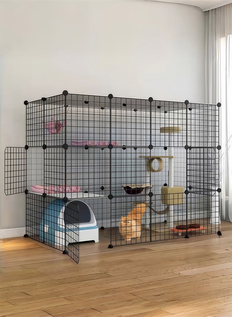 كيدل قطة كبيرة قفص قابلة للفصل الداخلية صندوق الحيوانات الأليفة بيت السياج ممارسة مكان مثالي ل 1-3 القطط، الحيوانات الصغيرة - Image 1