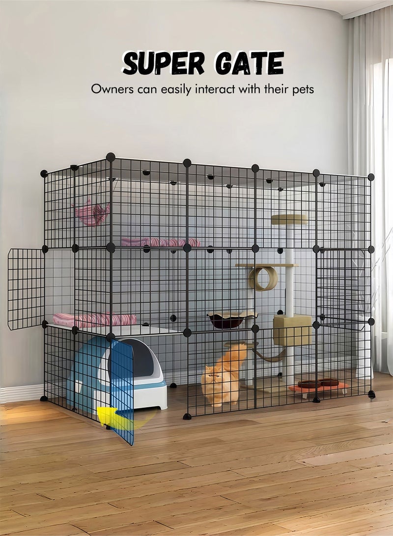 كيدل قطة كبيرة قفص قابلة للفصل الداخلية صندوق الحيوانات الأليفة بيت السياج ممارسة مكان مثالي ل 1-3 القطط، الحيوانات الصغيرة - Image 3