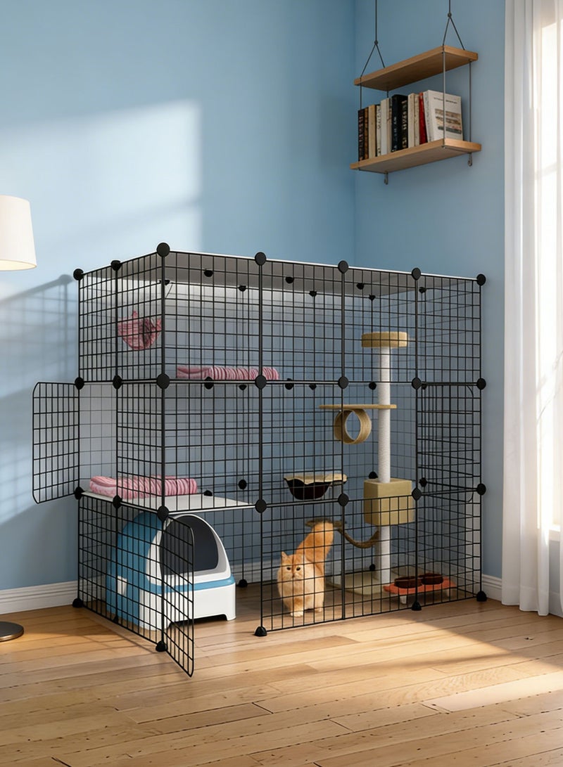كيدل قطة كبيرة قفص قابلة للفصل الداخلية صندوق الحيوانات الأليفة بيت السياج ممارسة مكان مثالي ل 1-3 القطط، الحيوانات الصغيرة - Image 2