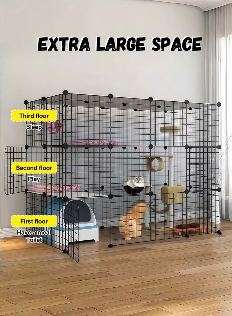 كيدل قطة كبيرة قفص قابلة للفصل الداخلية صندوق الحيوانات الأليفة بيت السياج ممارسة مكان مثالي ل 1-3 القطط، الحيوانات الصغيرة - Image 5