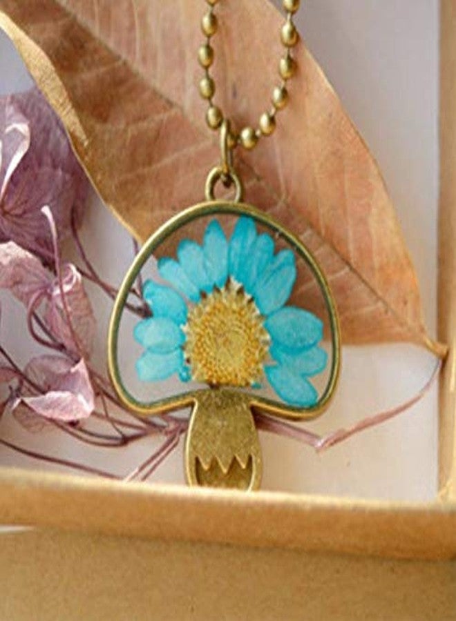 QIAN0813 Cute Natural Real Sunflower Long Chain Vintage Bead Chain Mushroom Shaped Dried Flower Pendant Necklace For Best Friend Gift - Image 3