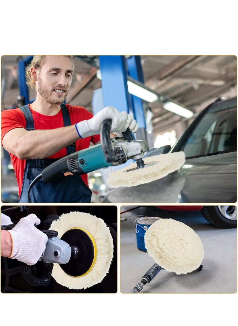 Y&D - Wool Polishing Pad, 6PCS Buffing Pads Kit Hook Loop for Drill Curved Edge Compound Cutting Pad Polisher Attachment Wheel Polish Car Body Repair Buffingc (3inch) - Image 1