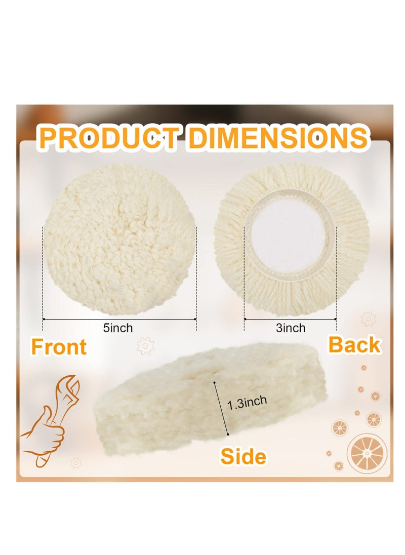 Y&D - Wool Polishing Pad, 6PCS Buffing Pads Kit Hook Loop for Drill Curved Edge Compound Cutting Pad Polisher Attachment Wheel Polish Car Body Repair Buffingc (3inch) - Image 1