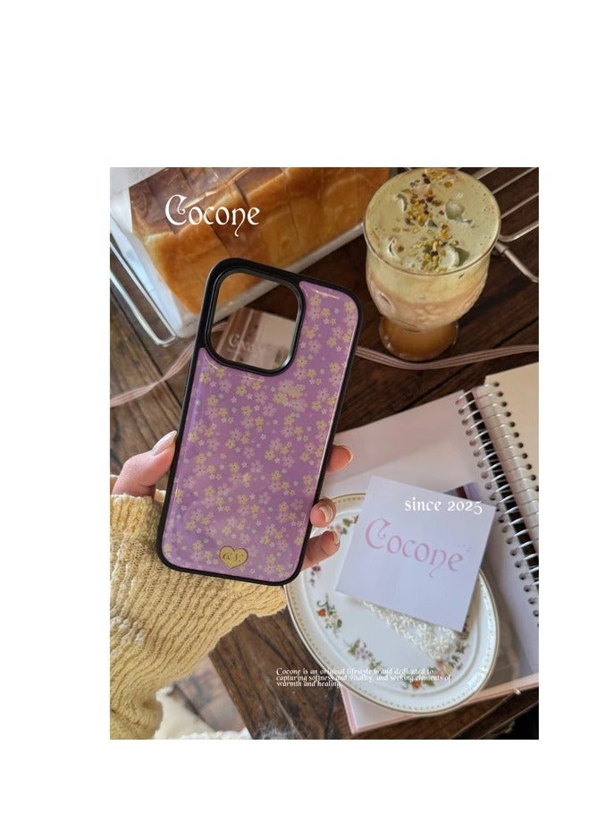 NIBEMINENT Love Flower Protective TPU Case Cover For iPhone 15 Pro, Purple Background With Floral Patterns