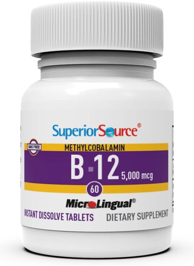 Superior Source No Shot Methylcobalamin B-12 5000 mcg - Vitamin B-12 to Support Energy Production, Brain Health & Overall Wellness - Sublingual Tablets for Fast Absorption - 60 Dissolving Tablets  - Image 4