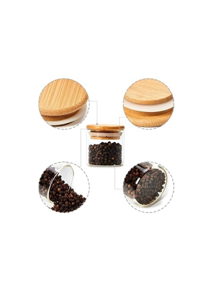 Generic - Set Of Small Cylinder Spice Jars With Air-tight Bamboo Lid -10 Pieces-(200ml) - Image 1