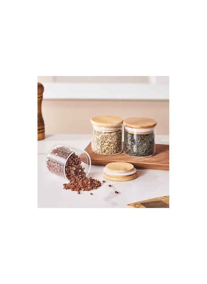 Generic - Set Of Small Cylinder Spice Jars With Air-tight Bamboo Lid -10 Pieces-(200ml) - Image 1