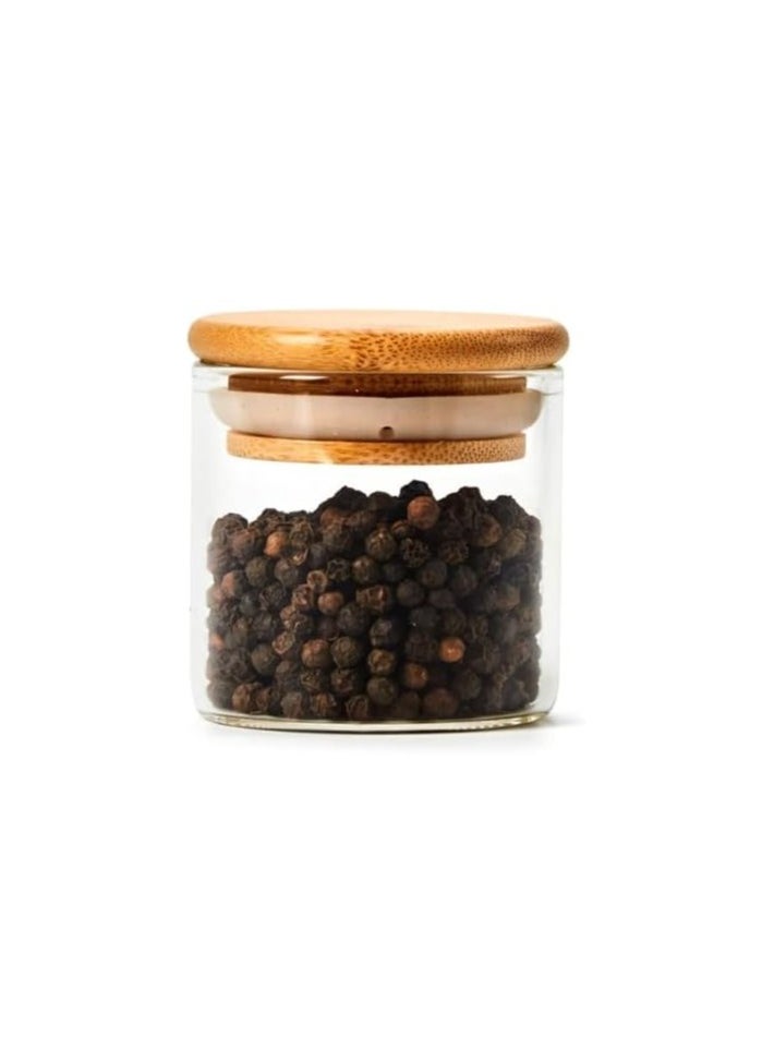 Generic - Set Of Small Cylinder Spice Jars With Air-tight Bamboo Lid -10 Pieces-(200ml) - Image 1