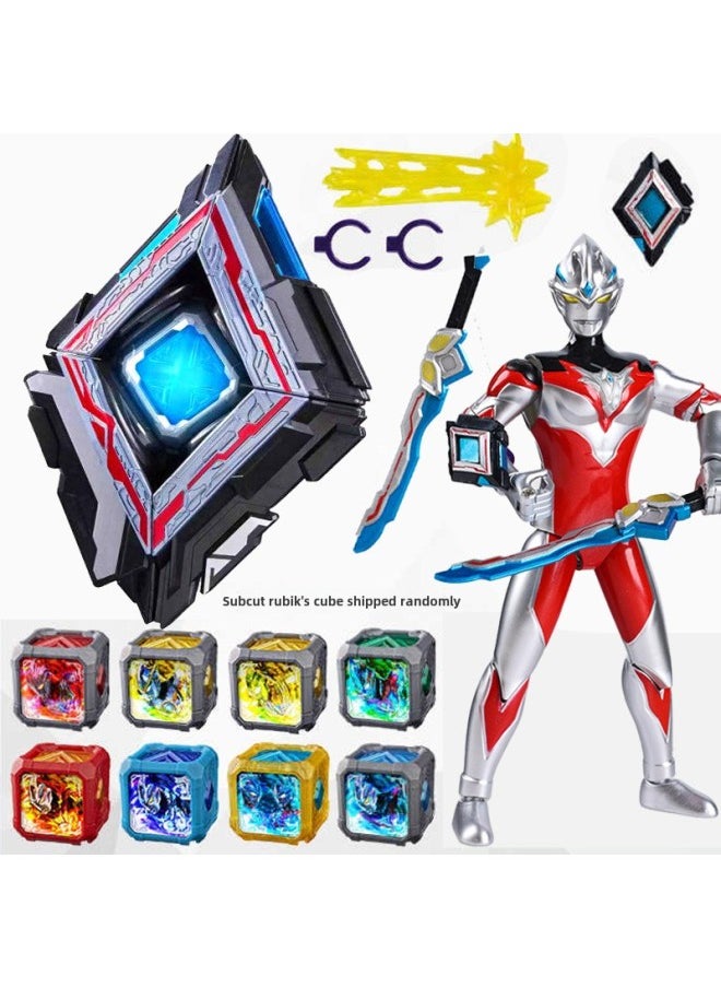 Generic - Ultraman Ultraman Transformer Yak Awakener Rubik's Cube Sublimator Hand Doll Model Children's Toy Set-Color:Subconscious Awake + 3 Rubik's Cube (comes With Card Sticker Battery) - Image 1