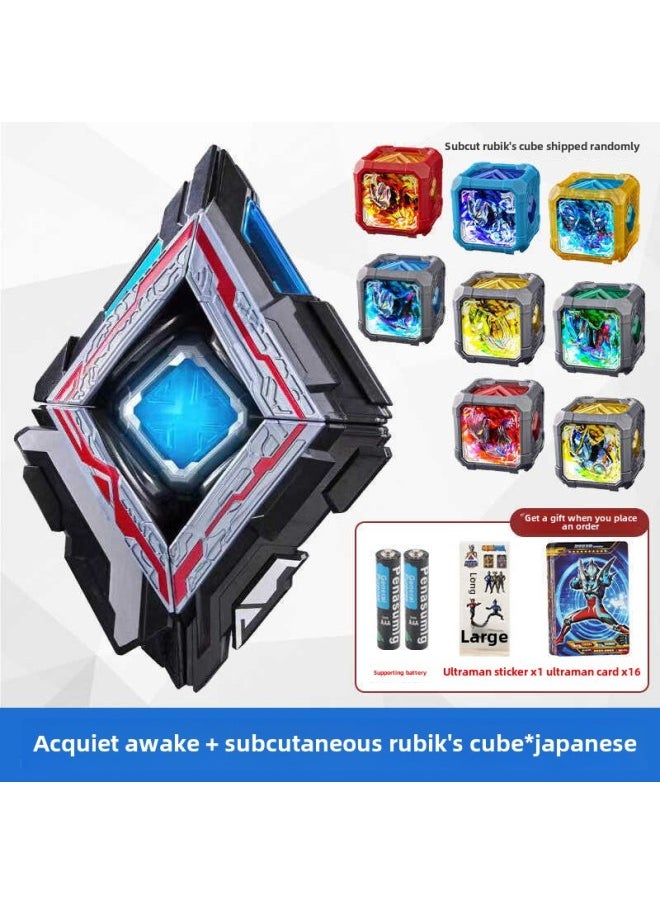 Generic - Ultraman Ultraman Transformer Yak Awakener Rubik's Cube Sublimator Hand Doll Model Children's Toy Set-Color:Subconscious Awake + 3 Rubik's Cube (comes With Card Sticker Battery) - Image 1