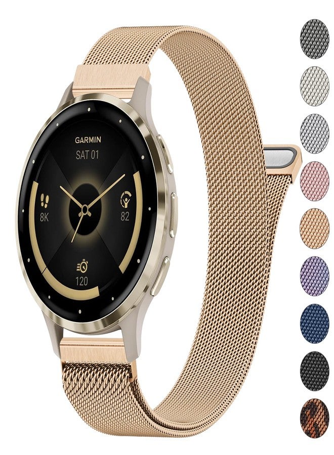 أساور معدنية مقاس 18 مم لساعات Garmin Venu 3S / Venu 2S / Vivoactive 4S / Vivomove 3S / Forerunner 265s، سوار معصم بديل من الفولاذ المقاوم للصدأ سريع الفك لساعات Garmin Forerunner - Image 1