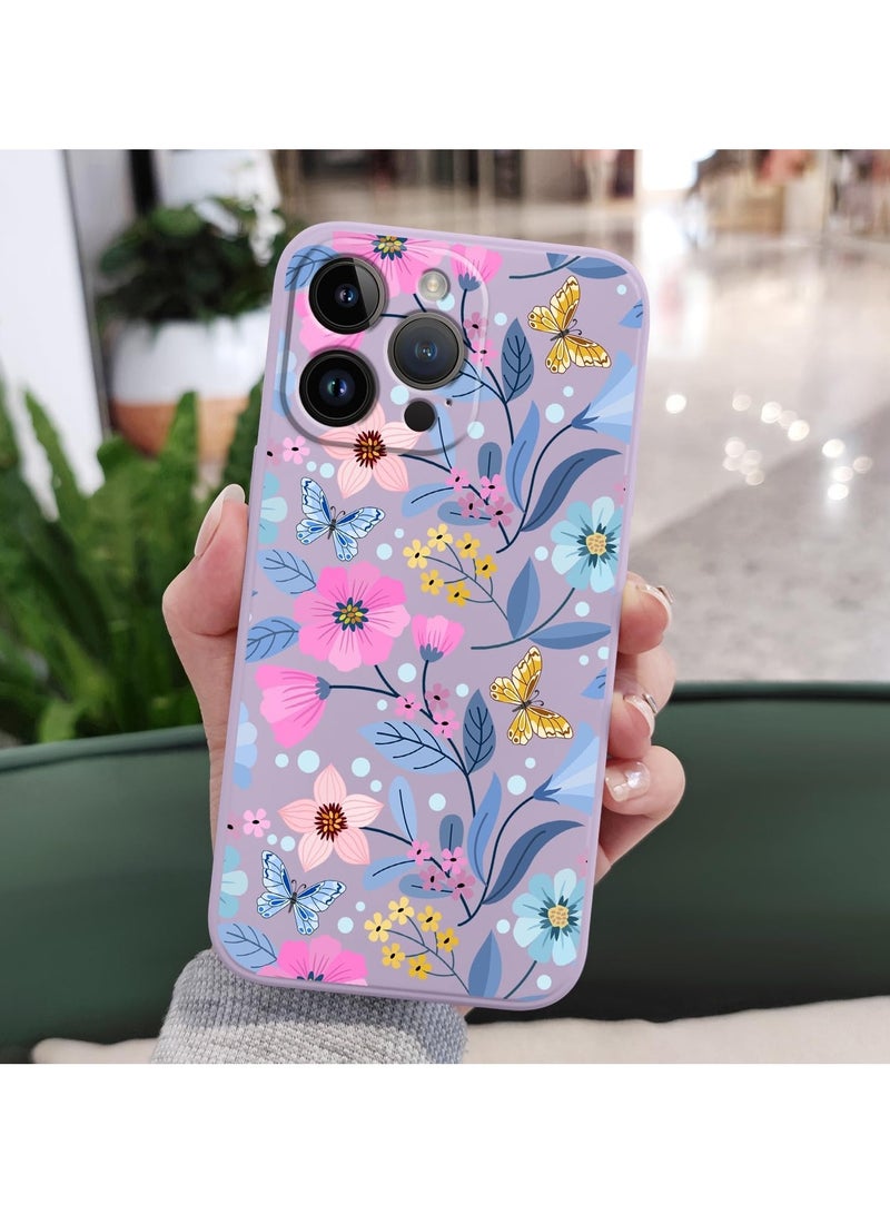 for iPhone 16 Pro Max Case Anti Scratch Microfiber Lining Phone Cover Silicone Ultra Slim Case for iPhone 16 Pro Max 6.9 inch-Flower Purple - Image 4