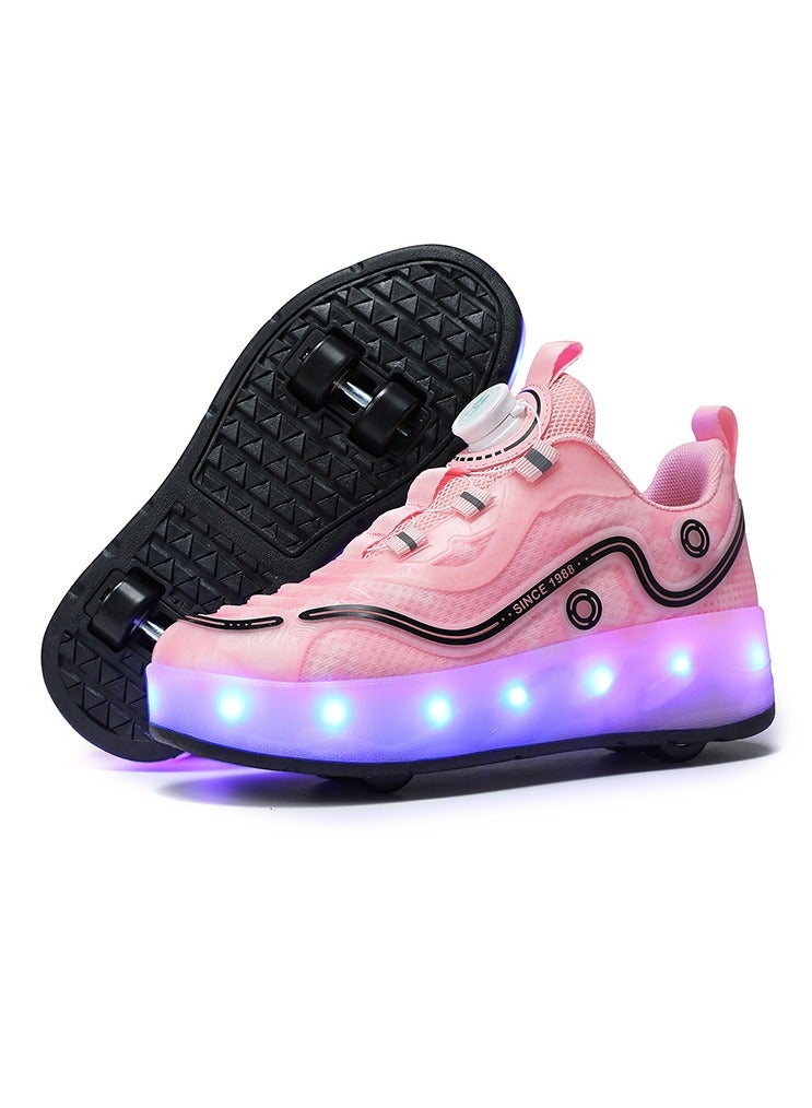 Joshberg LED Flash Light Sneaker Skate Shoes with Wheels USB Charging Roller Skates Shoes - Image 1