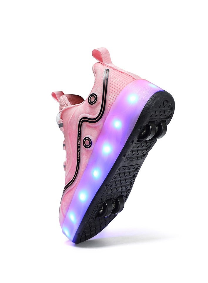 Joshberg LED Flash Light Sneaker Skate Shoes with Wheels USB Charging Roller Skates Shoes - Image 2