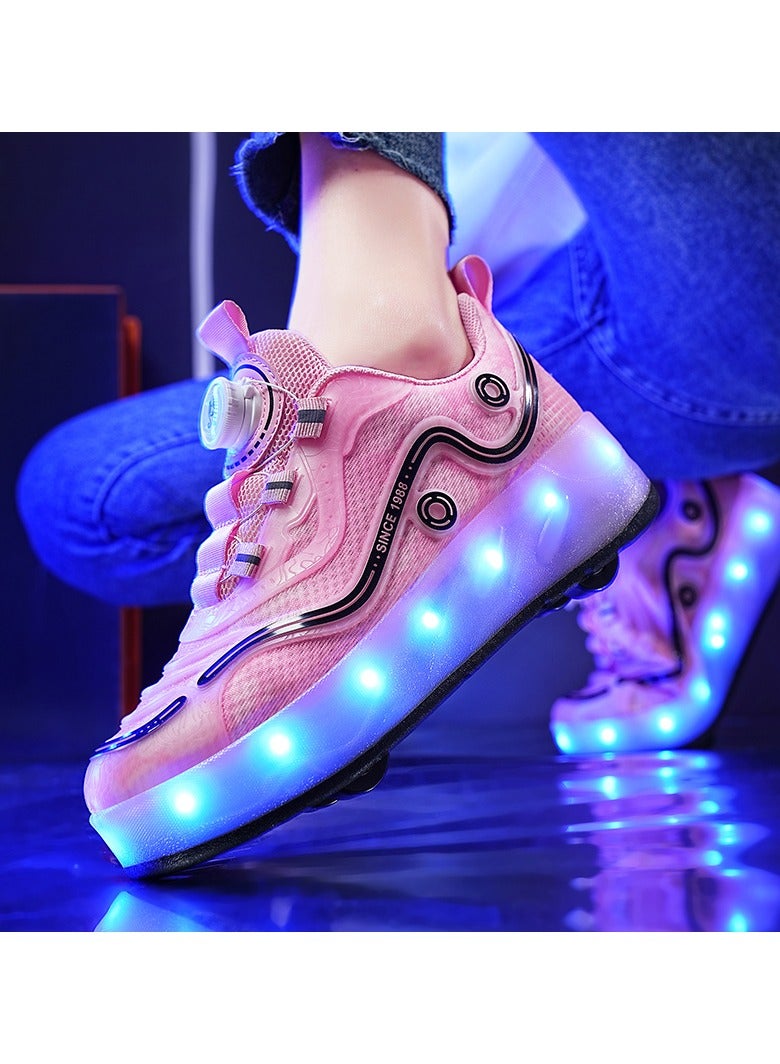 Joshberg LED Flash Light Sneaker Skate Shoes with Wheels USB Charging Roller Skates Shoes - Image 3