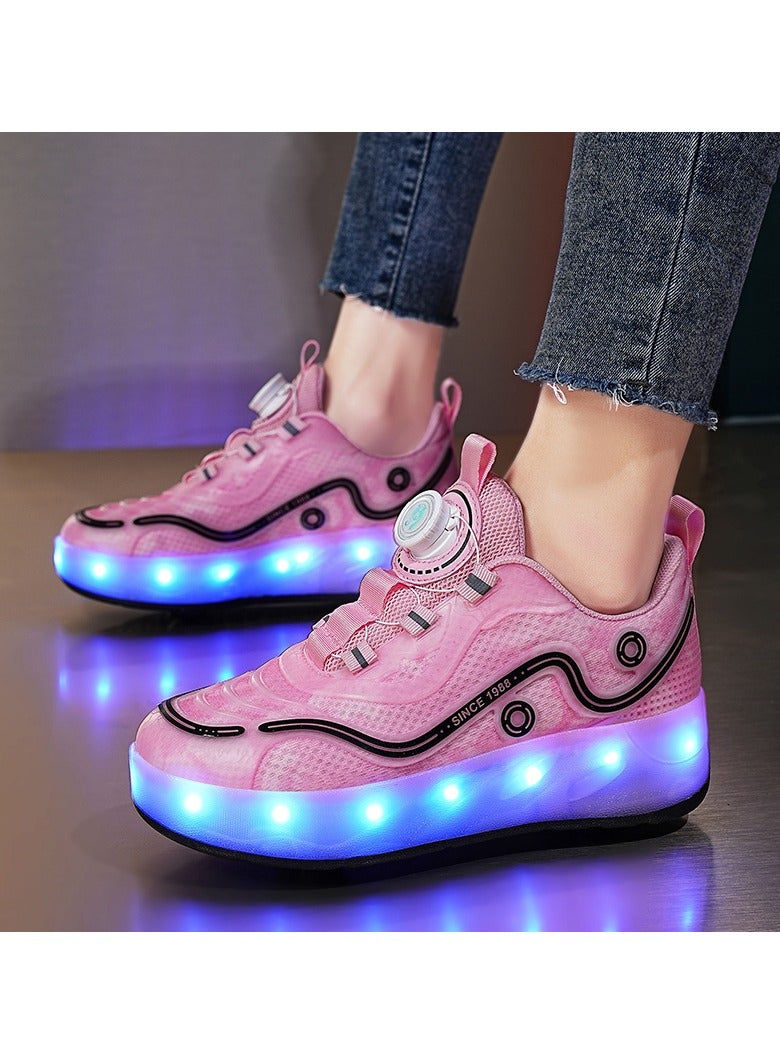 Joshberg LED Flash Light Sneaker Skate Shoes with Wheels USB Charging Roller Skates Shoes - Image 5