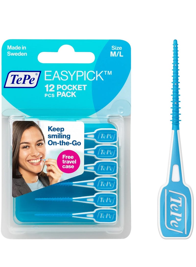 Tepe Dental Floss Picks, Blue Floss Picks, Pack of 12 - Image 1