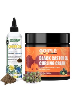 Goiple Black Castor Oil Curl Cream Chebe Oil Promotes Hair Growth - Curling Cream Soften Curls Controls Frizz Defining Curls - Curl Defining Cream Deeply Moisturize and Repair Damaged Hair Chebe Growth Oil  - Image 1