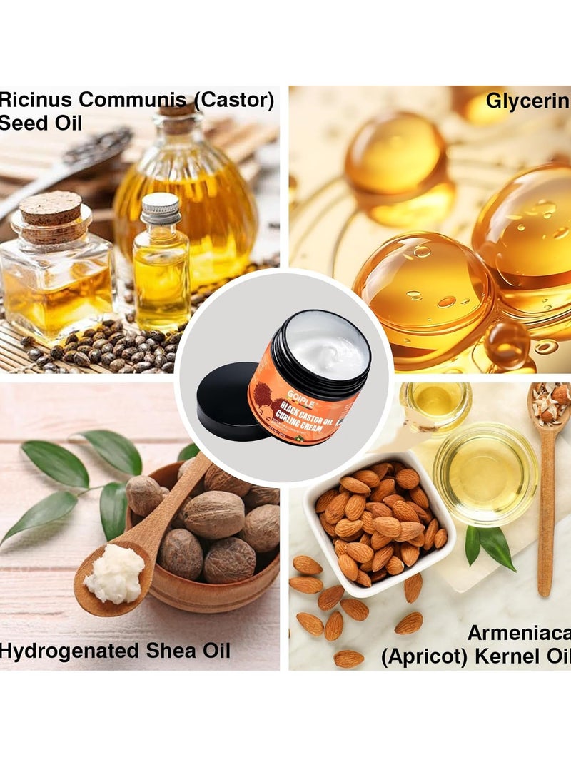 Goiple - Black Castor Oil Curl Cream Chebe Oil Promotes Hair Growth - Curling Cream Soften Curls Controls Frizz Defining Curls - Curl Defining Cream Deeply Moisturize and Repair Damaged Hair Chebe Growth Oil - Image 1