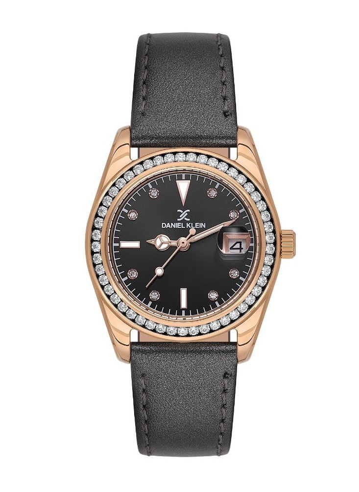 DANIEL KLEIN DANIEL KLEIN PREMIUM WOMENS LEATHER STRAP WATCH - DK.1.13714-4 