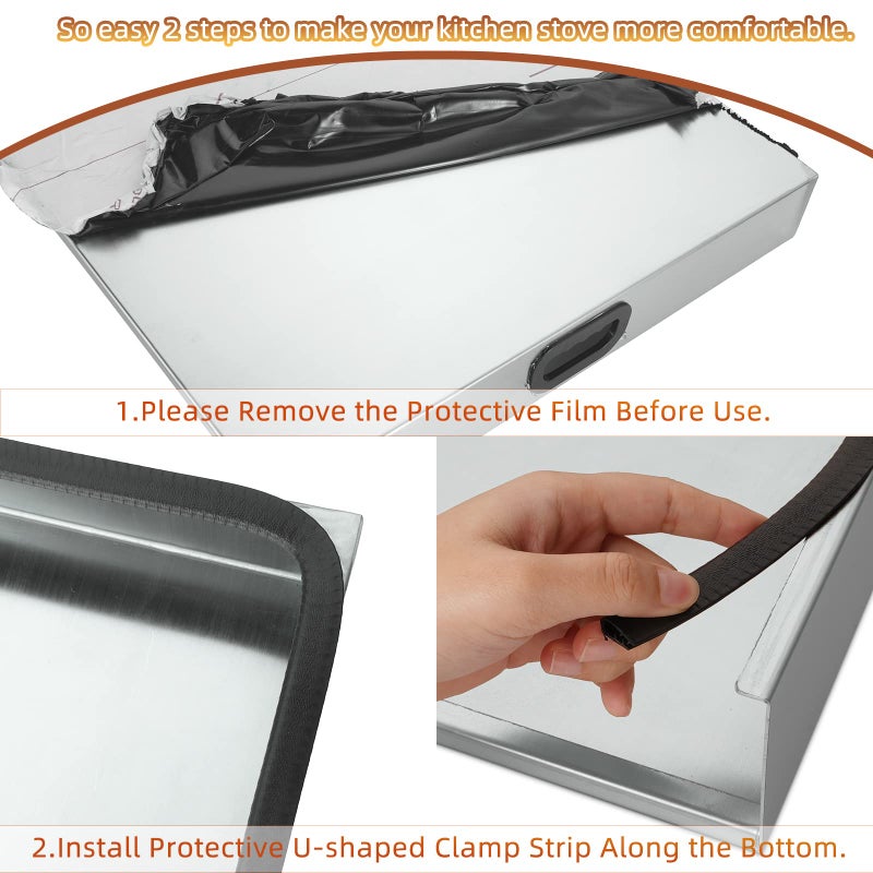 dttbgg Stainless Steel Gas Stove Top Cover, Noodle Board Cooktop Cover, Kitchen Organizer for Gas and Electric Stove Range Expanding Kitchen Space, Large Size 36"x 23.6"x3", Sliver - Image 3
