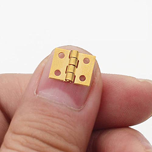 SHRJ 100Pcs Mini Brass Hinges Hardware 10 x 8mm 180 Degree Miniature Furniture Wooden Box Jewelry Chest Box Dollhouse Cabinet DIY Accessories (Gold) - Image 4