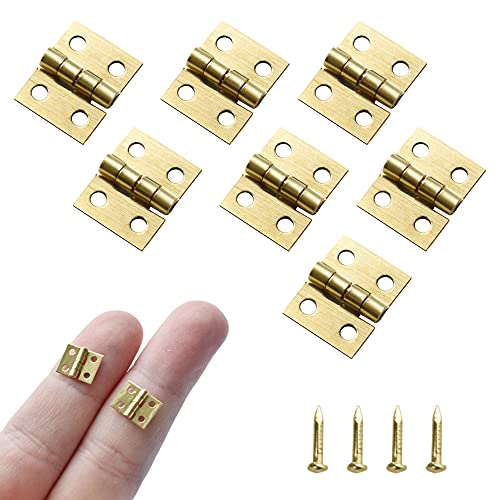 SHRJ 100Pcs Mini Brass Hinges Hardware 10 x 8mm 180 Degree Miniature Furniture Wooden Box Jewelry Chest Box Dollhouse Cabinet DIY Accessories (Gold) - Image 1