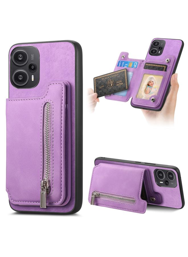 اس-توب جراب خلفي لهاتف Redmi Note 12 Turbo / Poco F5 5G Retro MagSafe محفظة بسحاب وحقيبة بطاقات - Image 1