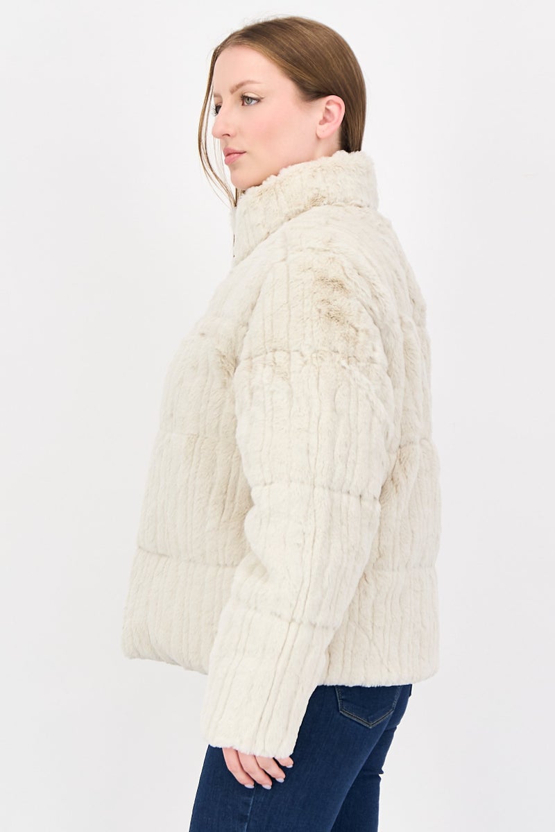 Bearpaw Women Textured Sherpa Jacket, Beige - Image 2