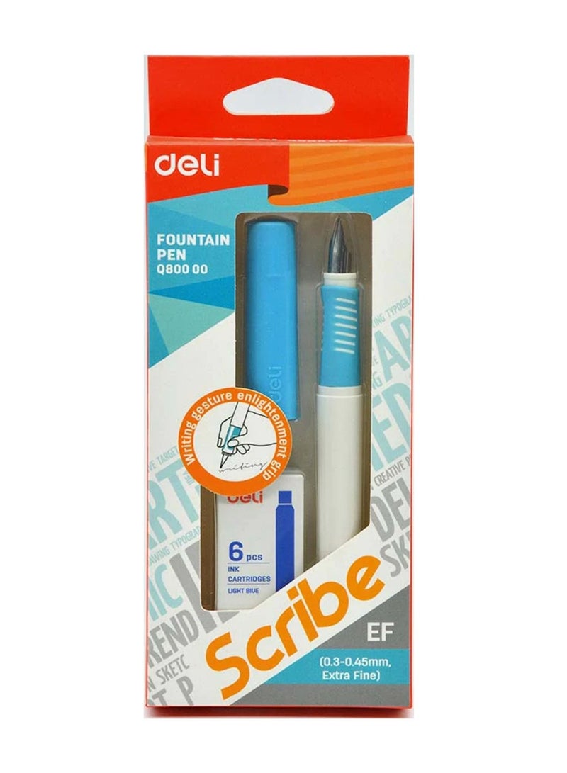 Deli قلم حبر سائل مع خراطيش حبر زرقاء - Image 1