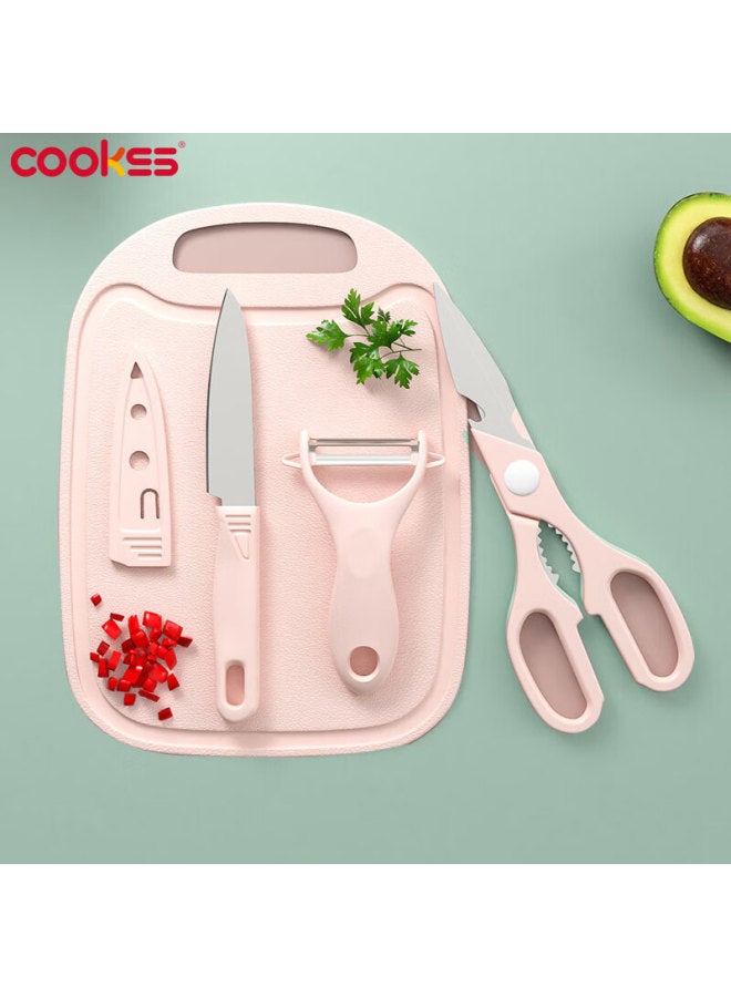 Cookss Baby Food Preparation Tools, Children's Cutting Board, Chopping Board, Knife, Scissors, 4-piece Set, Baby Food Preparation Tools - Image 1
