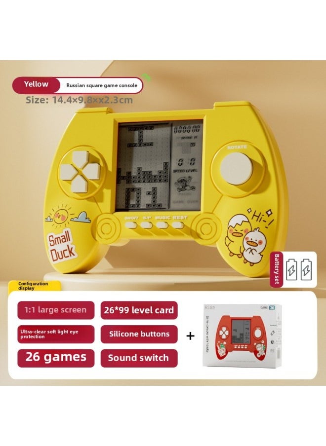 Tetris Travel Machine Handset Children's Educational Nostalgic Toy Electronic Game Machine Gift For Boys And Girls-Color:Upgraded Model-yellow [hd Large Screen Eye Protection] Battery Set  - Image 1