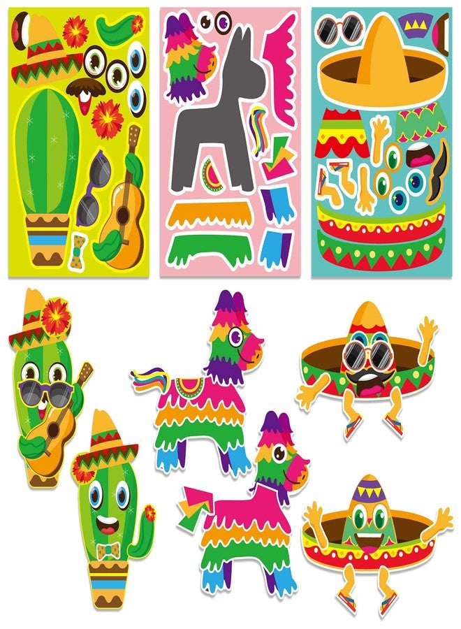 HOWAF 36 Sheets Make Your Own Fiesta Stickers, Mexican Fiesta Make a Face Stickers for Kids DIY Craft, Cinco De Mayo Taco Mix and Match Stickers for Mexican Carnival Mexican Themed Birthday Party Supplies - Image 4