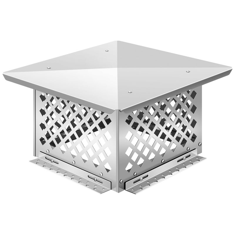 VIVOHOME غطاء مدخنة VIVOHOME 13 × 13 غطاء مدخنة مربع من الفولاذ المقاوم للصدأ مع شبكة سفلية قابلة للتعديل لمدخنة خارجية لمدخنة الطين الموجودة